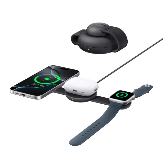Anker MagGo Wireless Charging Station (3-in-1, Foldable Pad) Schwarz