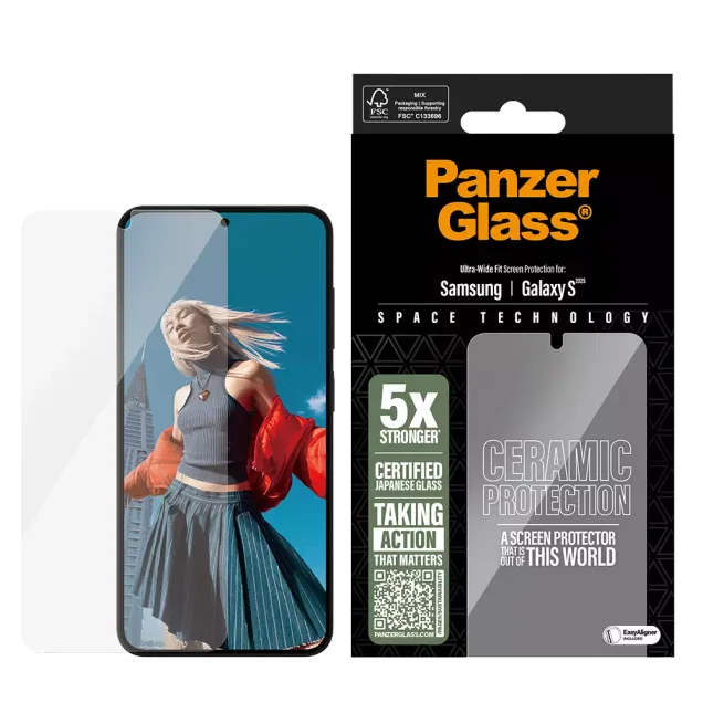 PanzerGlass Ceramic Displayschutz Samsung Galaxy S25 | Ultra-Wide Fit Klar