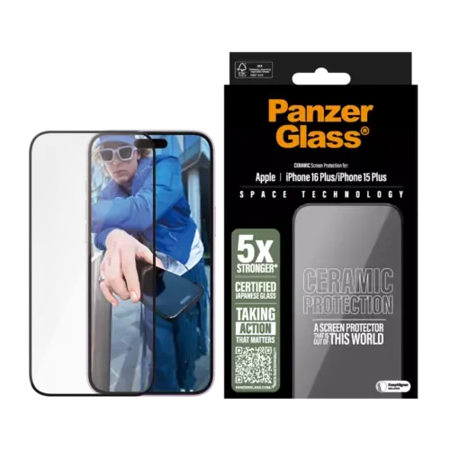 PanzerGlass® Ceramic Displayschutz iPhone 16 Plus | 15 Plus | Ultra-Wide Fit Transparent